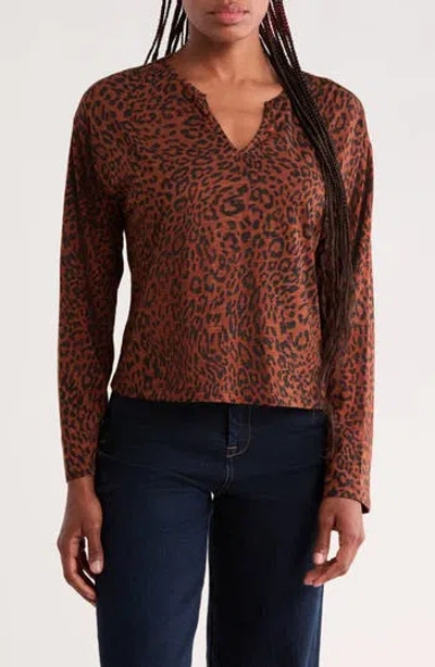 Sanctuary Relaxed Notch Neck T-shirt In Clove Brown