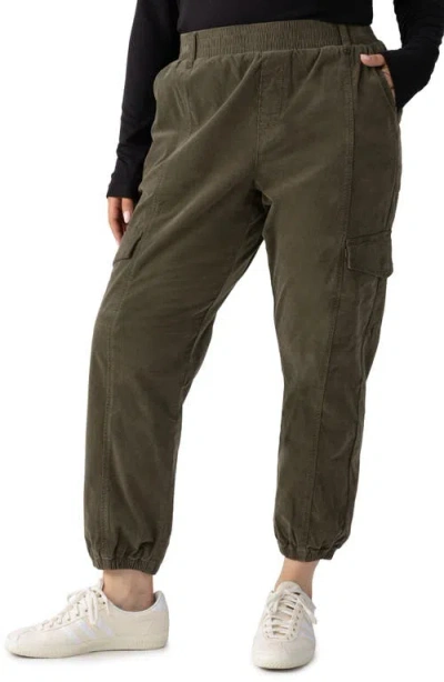 Sanctuary Relaxed Rebel Stretch Cotton Cargo Joggers In Burnt Olive
