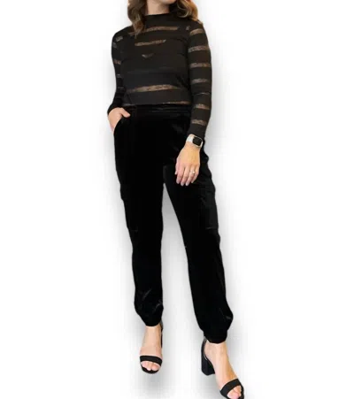 Sanctuary Relaxed Velvet Rebel Joggers Pants In Black
