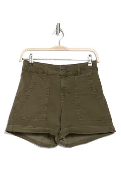 Sanctuary Renegade Cuffed Shorts In Dark Moss