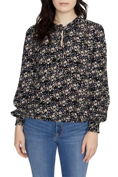 Sanctuary Resolution Smocked Sleeve Blouse In Winter Fresh In Multi