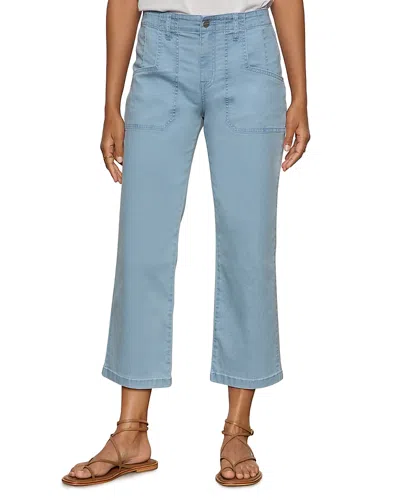 Sanctuary Retreat High Rise Wide Leg Crop Jeans In Skyline In Blue
