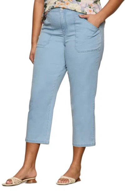 Sanctuary Retreat Mid Rise Crop Straight Leg Pants In Blue