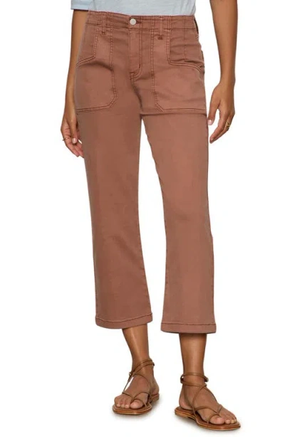Sanctuary Retreat Mid Rise Crop Straight Leg Utility Pants In Brown