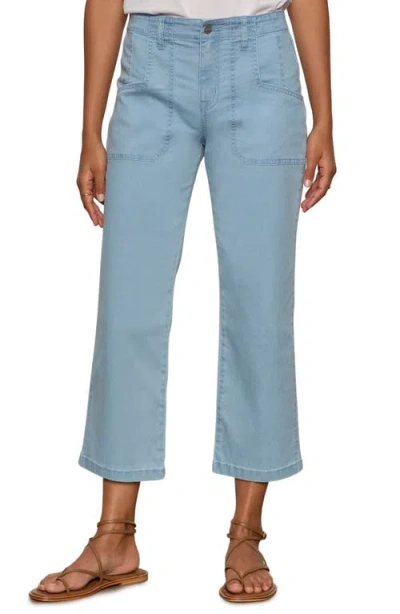 Sanctuary Retreat High Rise Wide Leg Crop Jeans In Skyline In Blue
