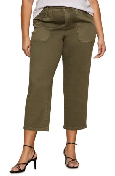 Sanctuary Retreat Mid Rise Crop Straight Leg Utility Pants In Green