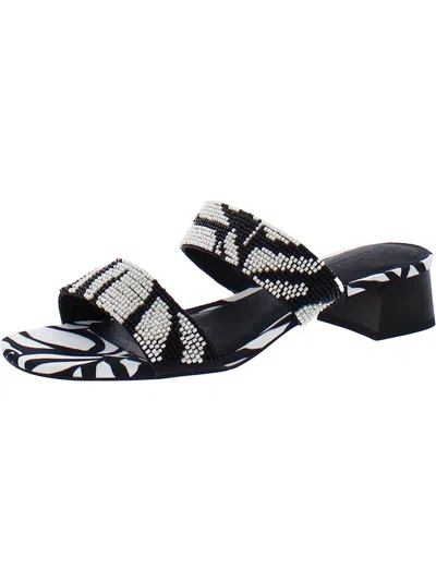 Sanctuary Revive Womens Beaded Stretch Slide Sandals In Black