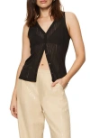 Sanctuary Rib Button Front Tank In Black