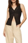 Sanctuary Button Front Ribbed Tank In Black