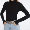 Sanctuary Rib Essential Turtleneck Top In Black In Black
