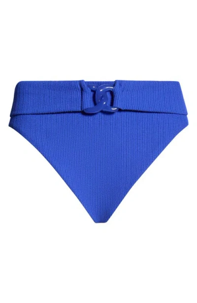Sanctuary Rib High Waist Bikini Bottoms In Blue