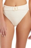 Sanctuary Rib High Waist Bikini Bottoms In White