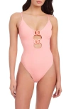 Sanctuary Rib One-piece Swimsuit In Pink