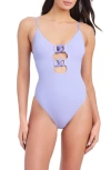 Sanctuary Rib One-piece Swimsuit In Purple