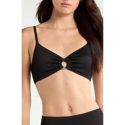Sanctuary Rib O-ring Bikini Top In Black