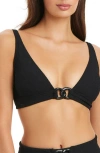 Sanctuary Rib Triangle Bikini Top In Black