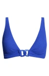 Sanctuary Rib Triangle Bikini Top In Blue