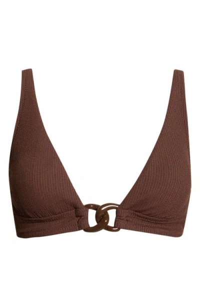 Sanctuary Rib Triangle Bikini Top In Brown
