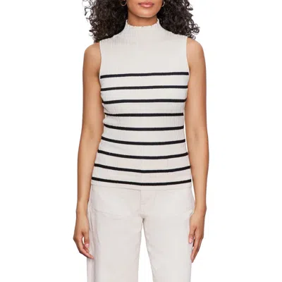 Sanctuary Ribbed Funnel Neck Sleeveless Top In White