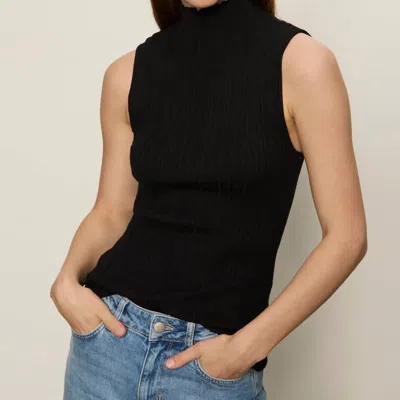 Sanctuary Ribbed Funnel Neck Top In Black In Multi
