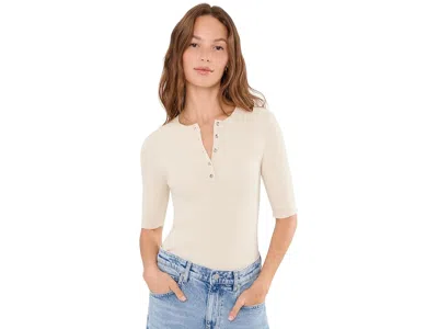 Sanctuary Ribbed Henley T-shirts Women's Sweater Bone: Md (us 8), Polyester/viscose In White