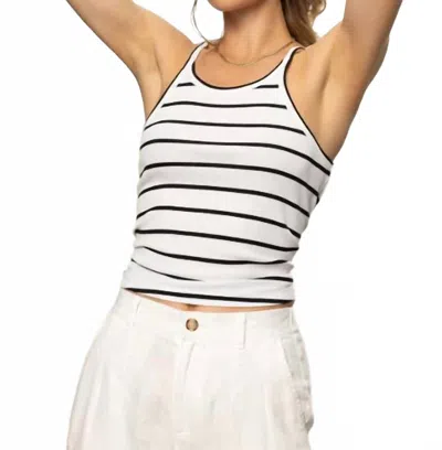 Sanctuary Ribbed Racer Scoop Neck Tank Top In Stripe In Multi