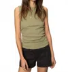 Sanctuary Ribbed Ruched Tank Top In Sage In Green