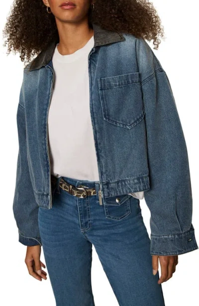 Sanctuary Ridge Faux Shearling Lined Denim Jacket In Blue