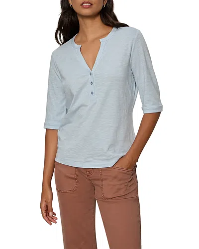 Sanctuary Rolled Sleeve V-neck T-shirt In Blue