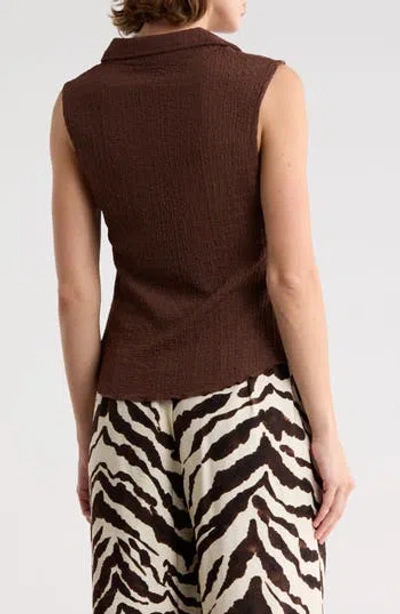 Sanctuary Ruched Button-up Tank In Brown