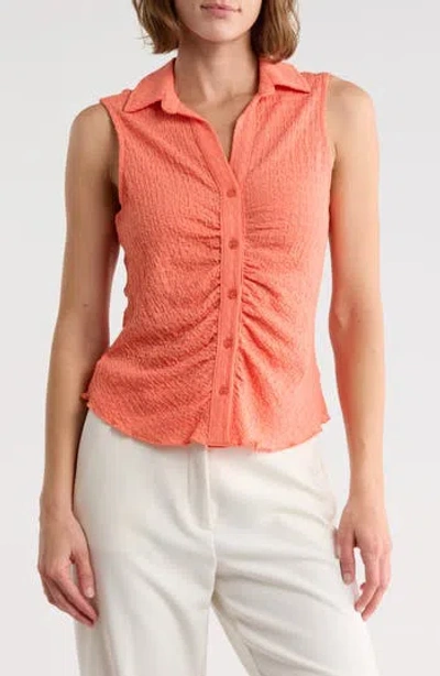 Sanctuary Ruched Button-up Tank In Pink