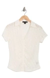 Sanctuary Ruched Lace Polo In Milk