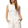 Sanctuary Ribbed Ruched Tank In Bleach White