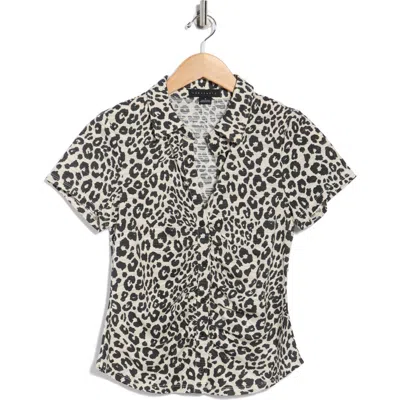 Sanctuary Ruched Short Sleeve Button-up Top