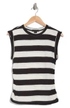 Sanctuary Ruched Side Muscle Tank In Milk/black Stripe