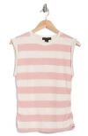 Sanctuary Ruched Side Muscle Tank In Milk/rose Clay Stripe