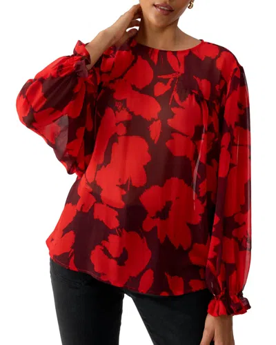 Sanctuary Ruffle Moment Blouse In Brushed Floral In Red