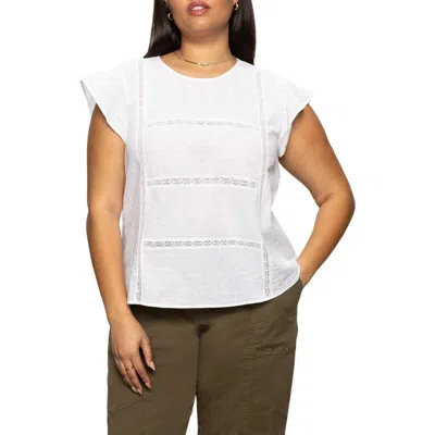 Sanctuary Ruffle Sleeve Top In White