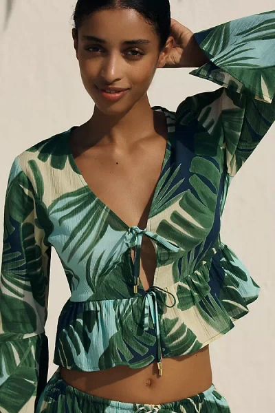 Sanctuary Ruffle Tie-front Cover-up Top In Multi
