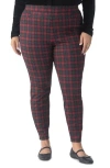Sanctuary Runway Plaid Ponte Pocket Leggings In Mars Red