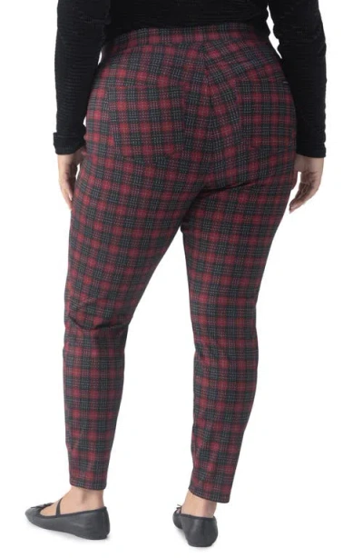Sanctuary Runway Plaid Ponte Pocket Leggings In Mars Red