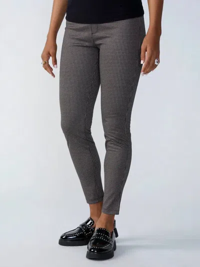 Sanctuary Runway Semi High Rise Legging In Solid Gold Check In Brown