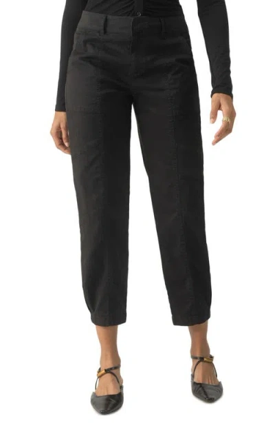 Sanctuary Sahara Tapered Stretch Cotton Utility Pants In Black