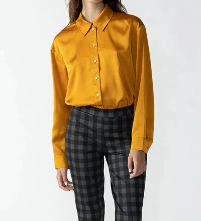 Sanctuary Satin Oversized Shirt In Aged Scotch In Multi