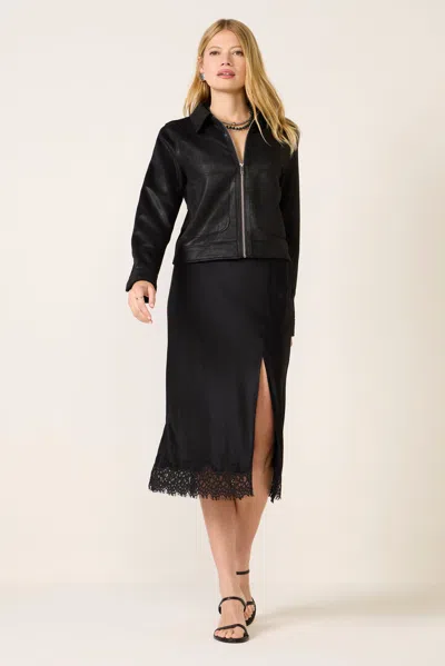 Sanctuary Satin Skirt W Lace In Black