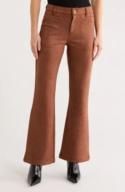 Sanctuary Sawyer Faux Suede Flare Pants In Brown
