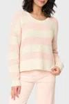 Sanctuary Scoop Neck Sweater In Rose Essence Eco Natural Stripe In Multi