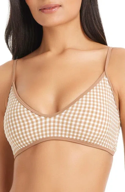 Sanctuary Scoop Neck Swim Top In Brown