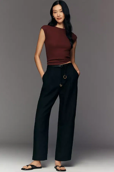 Sanctuary Scout Linen Barrel Pants In Black
