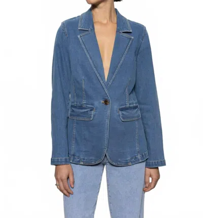 Sanctuary Sculpted Denim Blazer In Blue